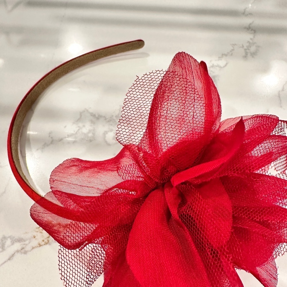 Red Mesh Flower Hair Band